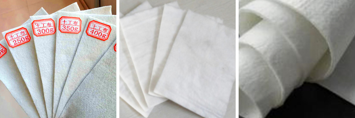 Геотекстиль из полиэстера, полученный методом спанбондинга и иглопробивания.