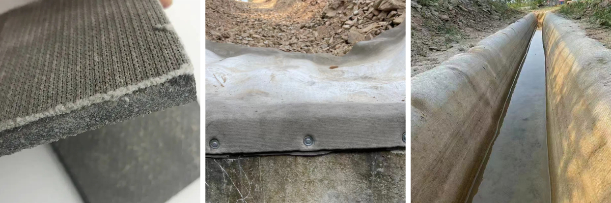 Цементное покрывало для защиты склонов рыбного пруда