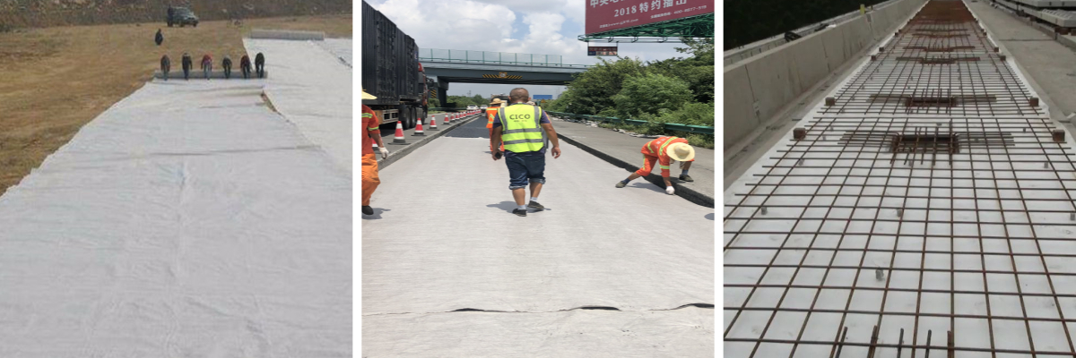 Геотекстиль из полиэстера, полученный методом спанбондинга и иглопробивания.