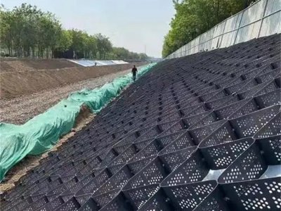 Перфорированная сотовая георешетка