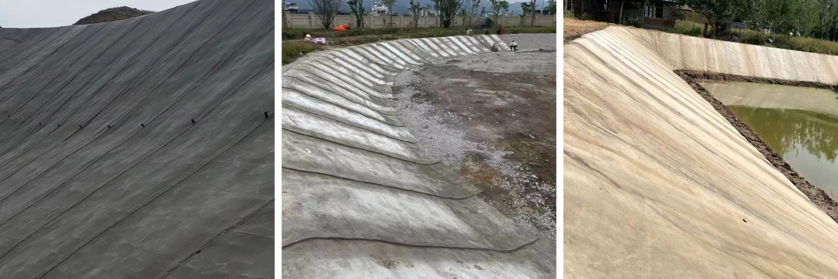 Цементное покрывало для защиты склонов рыбного пруда